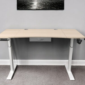 55" Adjustable Oak and White Standing Desk