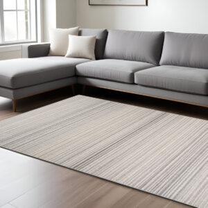 7' X 10' Gray and Ivory Abstract Area Rug