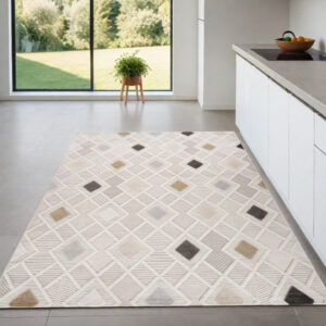 4' X 6' Cream and Beige Abstract Distressed Area Rug