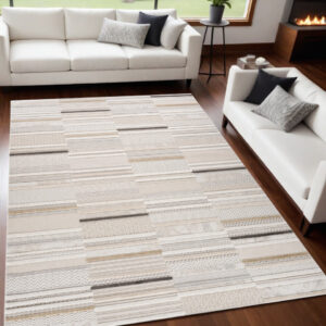 5' X 8' Gray and Beige Abstract Distressed Area Rug