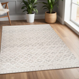 4' X 6' Cream and Beige Moroccan Area Rug