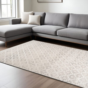 8' X 11' Cream and Beige Moroccan Area Rug