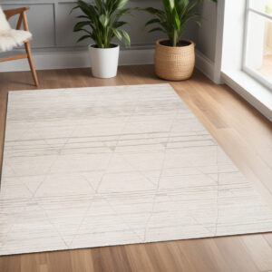 4' X 6' Cream and Beige Abstract Area Rug