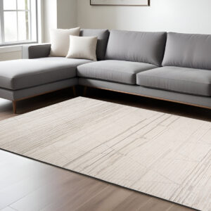 7' X 10' Cream and Beige Abstract Area Rug