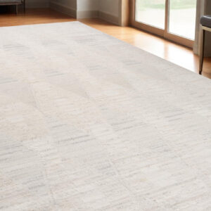 5' X 8' Cream and Beige Geometric Distressed Area Rug