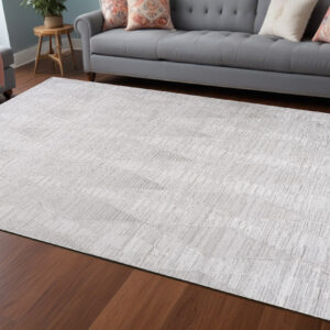 7' X 10' Gray and Ivory Geometric Distressed Area Rug