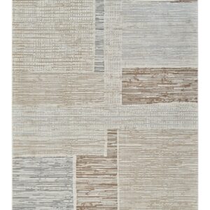 5' X 8' Beige and Brown Abstract Distressed Area Rug