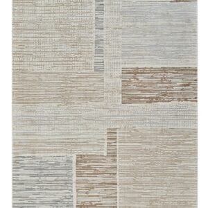 7' X 10' Beige and Brown Abstract Distressed Area Rug