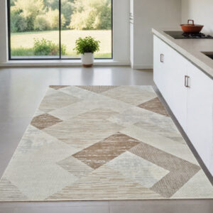 4' X 6' Beige and Brown Abstract Distressed Area Rug