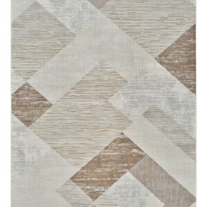 7' X 10' Beige and Brown Abstract Distressed Area Rug