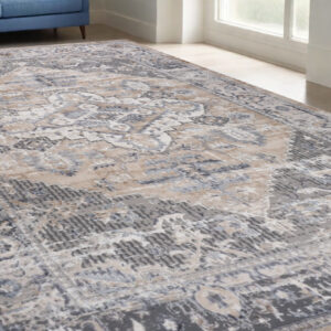 5' X 8' Gray and Brown Oriental Distressed Area Rug
