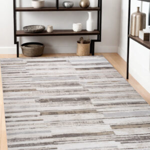 4' X 6' Beige and Brown Abstract Distressed Area Rug