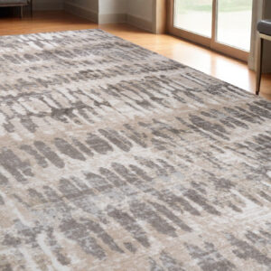 5' X 8' Beige and Brown Abstract Distressed Area Rug