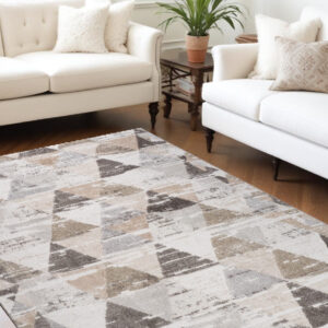 8' X 11' Beige and Brown Abstract Distressed Area Rug