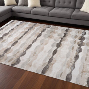 8' X 11' Beige and Brown Abstract Distressed Area Rug