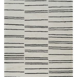 7' X 10' Cream and Black Abstract Distressed Area Rug