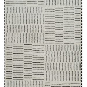 7' X 10' Cream and Black Abstract Distressed Area Rug