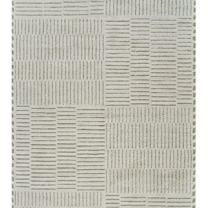 4' X 6' Cream and Green Abstract Distressed Area Rug