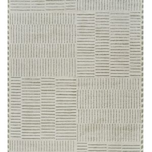 7' X 10' Cream and Green Abstract Distressed Area Rug
