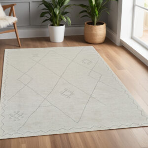 4' X 6' Cream and Beige Abstract Non Skid Area Rug