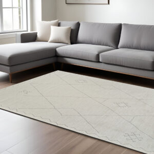 8' X 11' Cream and Beige Abstract Non Skid Area Rug
