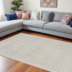 8' X 11' Cream and Beige Abstract Distressed Area Rug