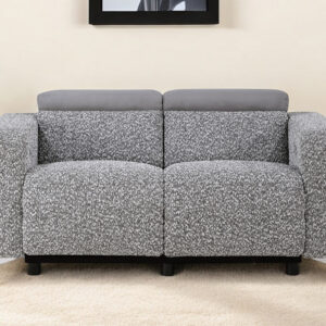 63" Dark Gray And Silver Power Reclining Loveseat