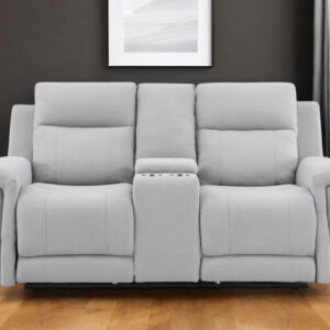 71" Light Gray Power Reclining Loveseat With Storage