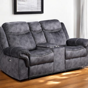 79" Dark Gray Microfiber Power Reclining Loveseat With Storage