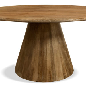 60" Natural Rounded Solid Wood Pedestal Base Dining Table