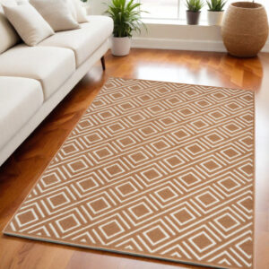 5' X 7' Brown Geometric Area Rug
