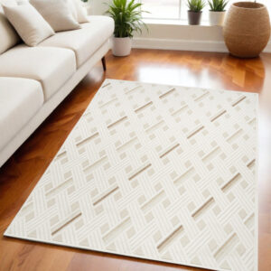 5' X 7' Cream Geometric Area Rug