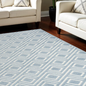 7' X 9' Blue Geometric Area Rug