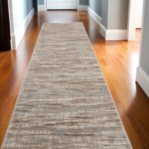 16' Ivory and Gray Abstract Non Skid Runner Rug
