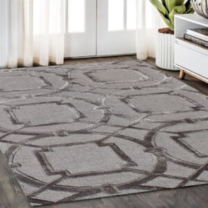 5' X 8' Gray and Dark Gray Abstract Geometric Hand Tufted Area Rug