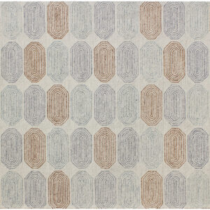 5' X 8' Ivory and Silver Wool Abstract Geometric Hand Tufted Non Skid Area Rug