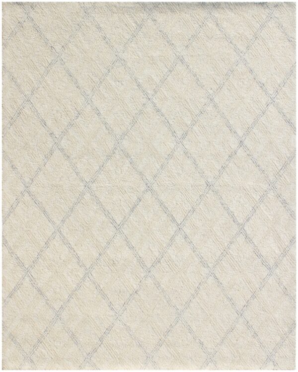 5' X 8' Ivory Wool Abstract Geometric Hand Tufted Non Skid Area Rug - Image 2