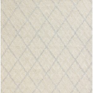 5' X 8' Ivory Wool Abstract Geometric Hand Tufted Non Skid Area Rug