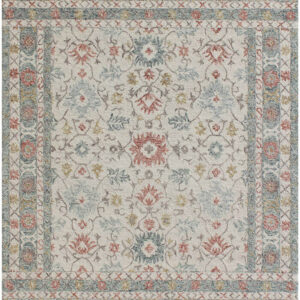5' X 8' Ivory and Blue Wool Oriental Hand Tufted Non Skid Area Rug