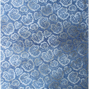 5' X 8' Denim Blue Wool Floral Hand Tufted Non Skid Area Rug
