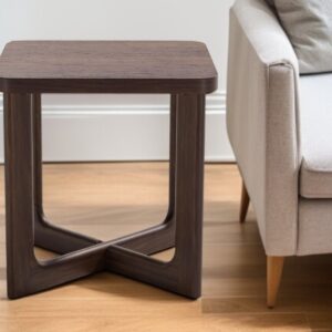 24" Brown Solid Wood Square Cross Legs End Table