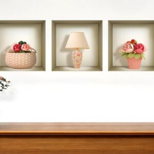 Set of Three Kai Faux Niche 3D Peel and Stick Wall Decals