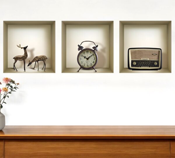 Set of Three Sky Faux Niche 3D Peel and Stick Wall Decals