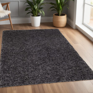 4' X 6' Black Shag Hand Tufted Area Rug