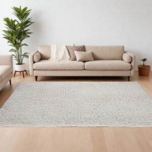 8' X 10' Ivory Shag Hand Tufted Area Rug