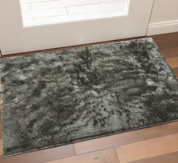 2' X 3' Green Shag Hand Tufted Area Rug