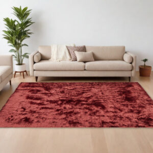 8' X 10' Red Shag Hand Tufted Area Rug