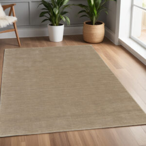 4' X 6' Tan Wool Hand Woven Area Rug