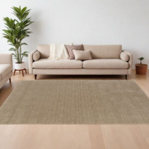 8' X 11' Tan Wool Hand Woven Area Rug