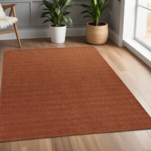 4' X 6' Orange Wool Hand Woven Area Rug